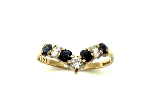 9ct Yellow Gold Sapphire & CZ Ring