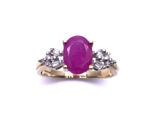 9ct Yellow Gold Ruby & Diamond Ring