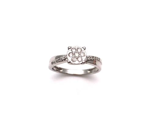 9ct White Gold Diamond Cluster Ring