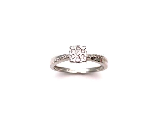 9ct White Gold Diamond Cluster Ring