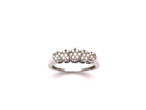 9ct White Gold Diamond Cluster Ring