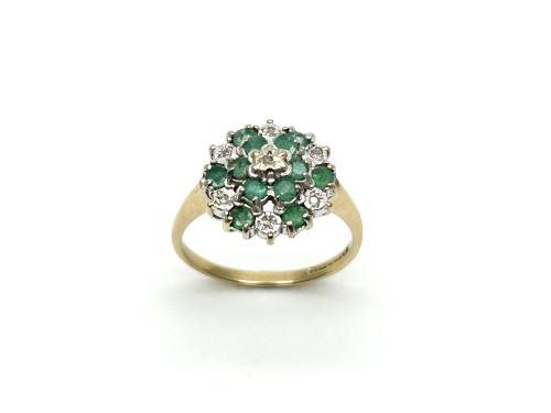 9ct Yellow Gold Emerald & Diamond Ring