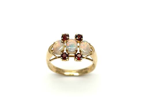 14ct Yellow Gold Opal & Garnet Ring