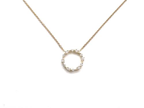 9ct Yellow Gold Diamond Circle Pendant & Chain