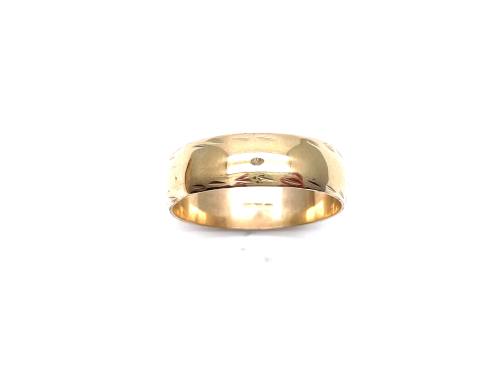 9ct Yellow Gold Patterned Wedding Ring