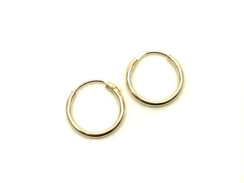 9ct Yellow Gold Sleeper Hoop Earrings 10mm