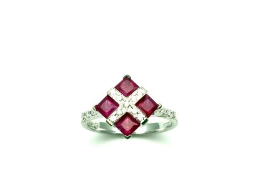 18ct Ruby & Diamond Cluster Ring