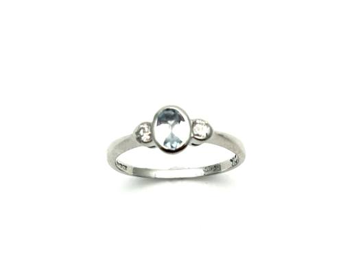 9ct Aquamarine & Diamond Ring