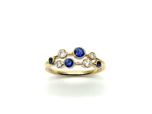 18ct Yellow Gold Sapphire & Diamond Bubble Ring