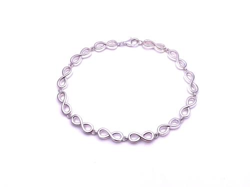 Silver Full Infinity Link Bracelet 7.5 Inch