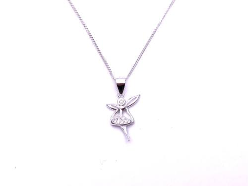 Silver CZ Fairy Pendant & Chain 18 Inch