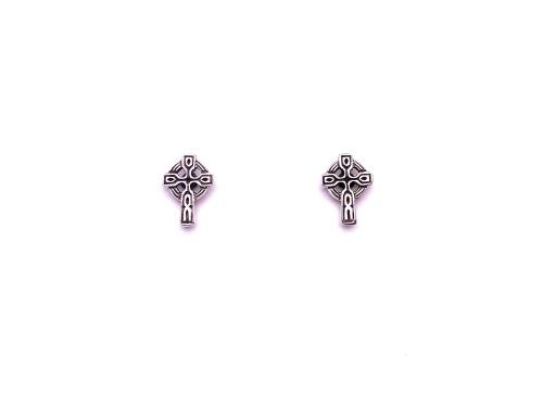 Silver Celtic Cross Stud Earrings 10mm