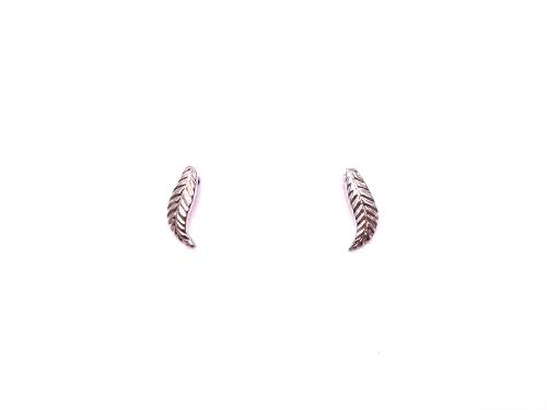 Silver Leaf Stud Earrings 11mm