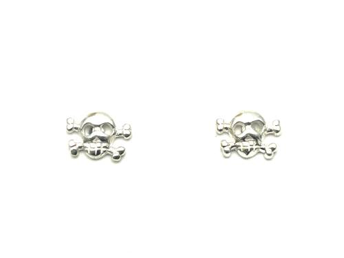 Silver Skull & Crossbone Earrings 6x8mm