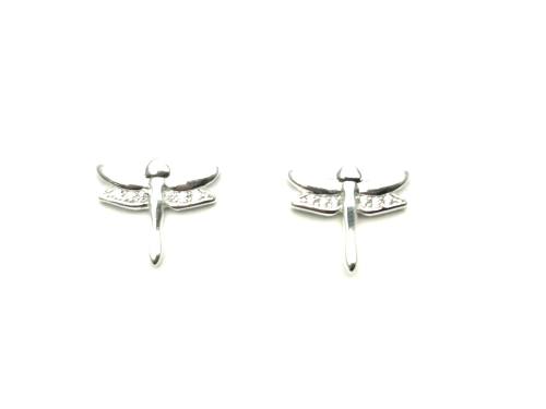 Silver Dragonfly Stud Earrings 12x10mm