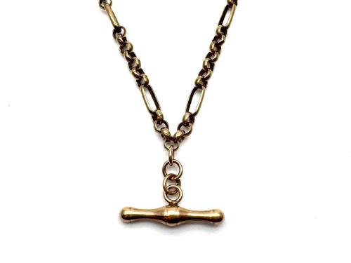 9ct Yellow Gold T-Bar Figaro Chain