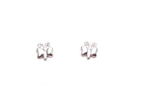 Silver Butterfly Stud Earrings 8X7mm