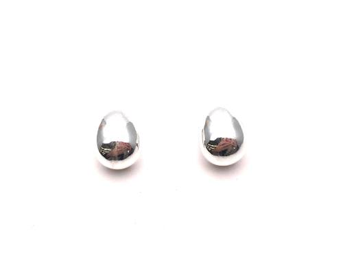 Silver Large Teardrop Stud Earrings 12x8mm