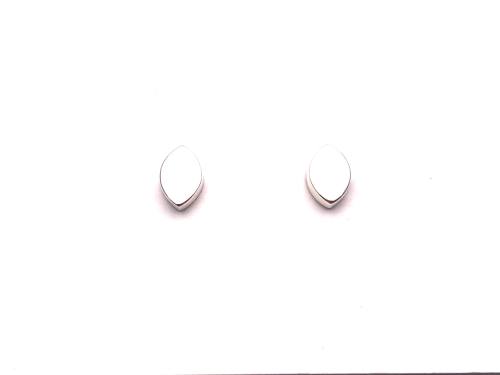 Silver Marquise Shaped Stud Earrings 9mm