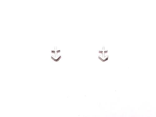 Silver Small Anchor Earrings 6mm