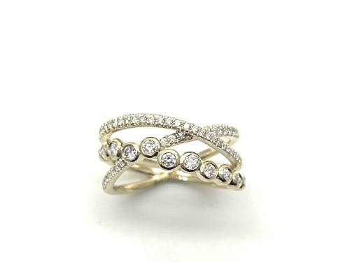 9ct Yellow Gold Diamond Fancy Crossover Ring