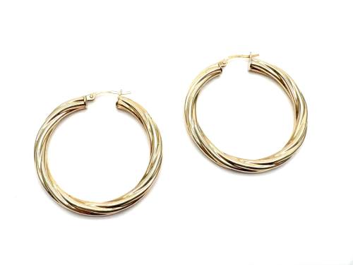 9ct Yellow Gold Twisted Hoop Earrings