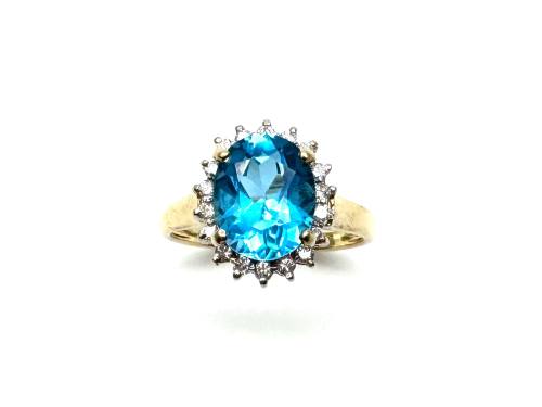 9ct Blue Topaz & Diamond Ring