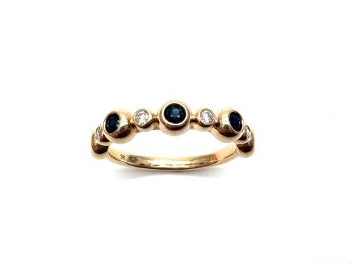 9ct Yellow Gold Sapphire & Diamond Bubble Ring