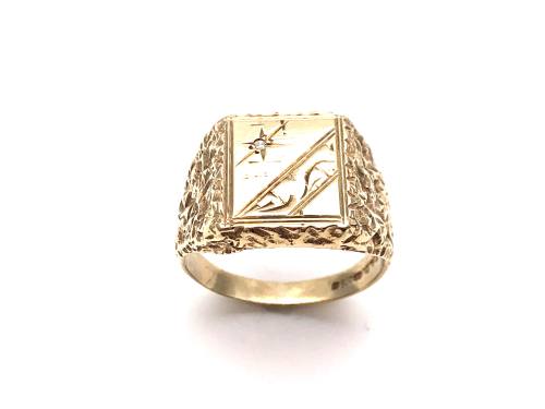 9ct Yellow Gold Diamond Signet Ring