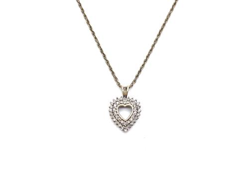 9ct Diamond Heart Pendant & Chain