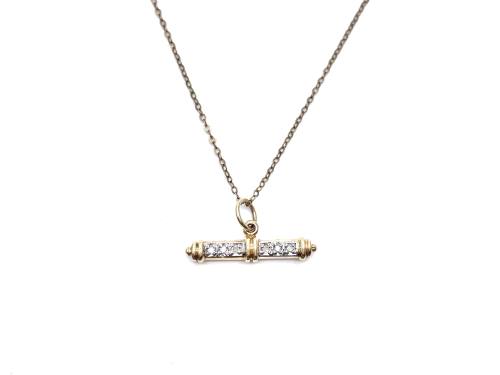 9ct Diamond T-Bar Pendant & Chain