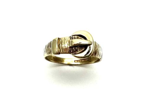 9ct Yellow Gold Barked Buckle Ring