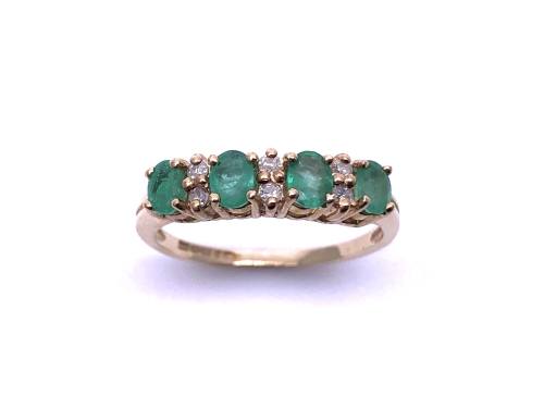 9ct Yellow Gold Emerald & Diamond Ring