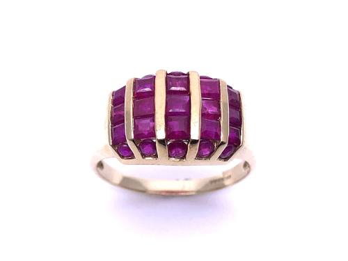 9ct Yellow Gold Ruby Cluster Ring