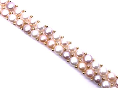 18ct Cultured Pearl Double Row Bracelet