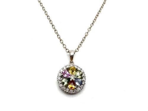 18ct Gold Sapphire & Diamond Pendant