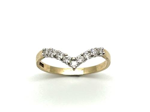 9ct Yellow Gold CZ Wishbone Ring