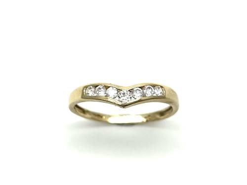 9ct Yellow Gold CZ Wishbone Ring