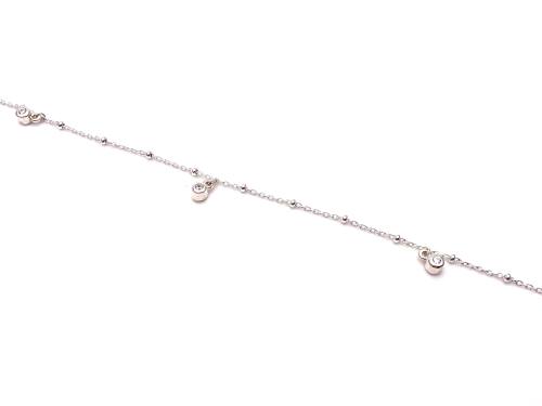 Silver Twist CZ Drop Brcelet 7.5 Inch