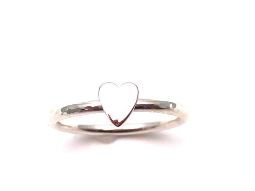 Silver Hammered Heart Ring Size L