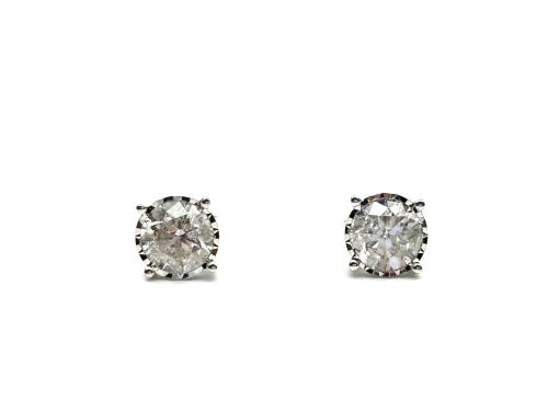 9ct White Gold Diamond Stud Earrings 3.07ct