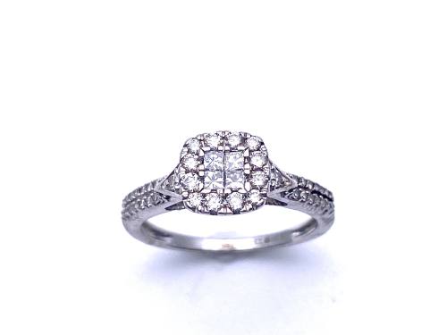 9ct White Gold Diamond Cluster Ring