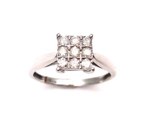 9ct White Gold Diamond Cluster Ring