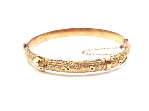 9ct Yellow Gold Buckle Style Bangle