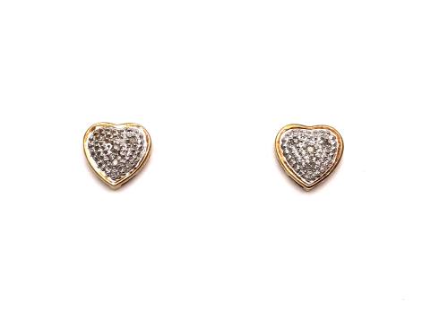 9ct Yellow Gold Heart Stud Earrings