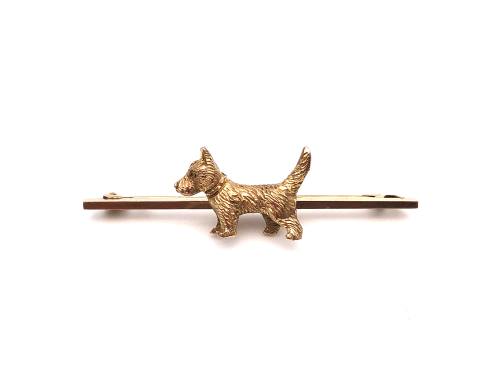 9ct Yellow Gold Scottie Dog Brooch