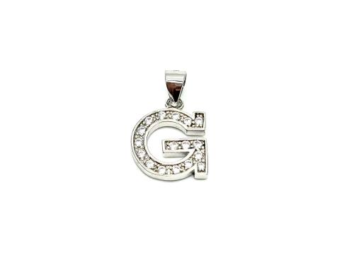 Silver CZ Initial G Pendant