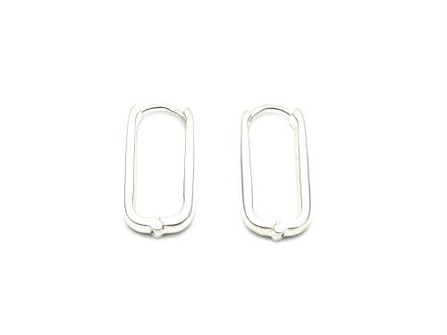 Silver Oblong Creole Hoop Earrings