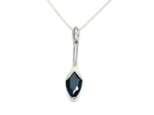 Silver Black CZ Pendant & Chain