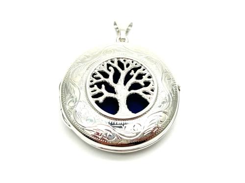 Silver Round Tree Of Life Locket Pendant